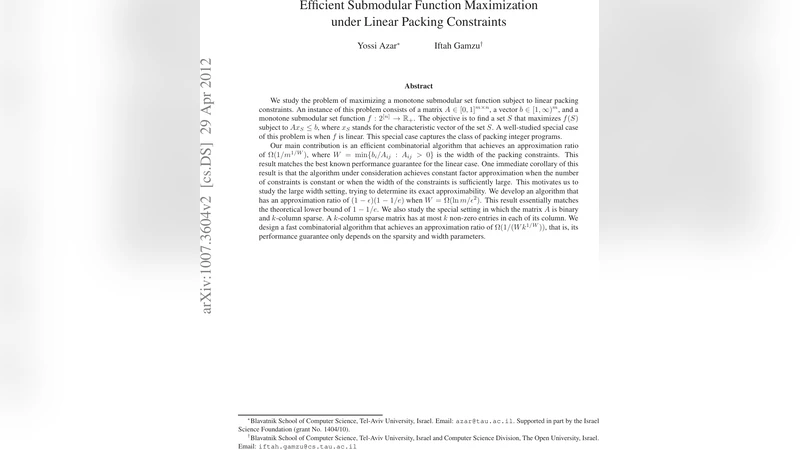 선형 포장 제약 하에서 효율적인 서브모듈라 함수 최대화