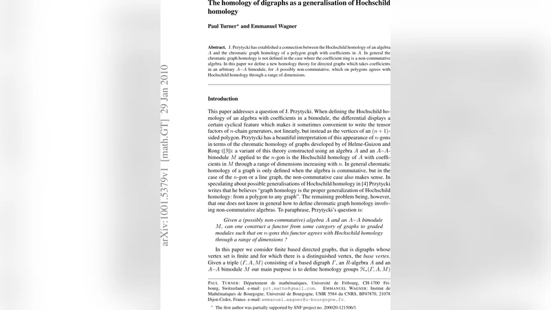 방향 그래프 동류론: Hochschild 동류의 새로운 일반화