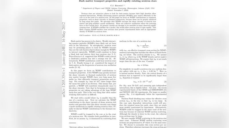 다크물질이 이끌어내는 중성자별 전단 점도와 회전 안정성