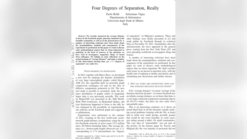 페이스북 네트워크의 실제 4단계 연결