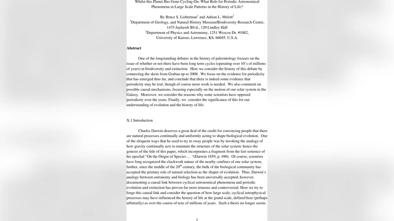 지구가 순환하는 동안 천문학적 주기가 생명사의 대규모 패턴에 미치는 역할