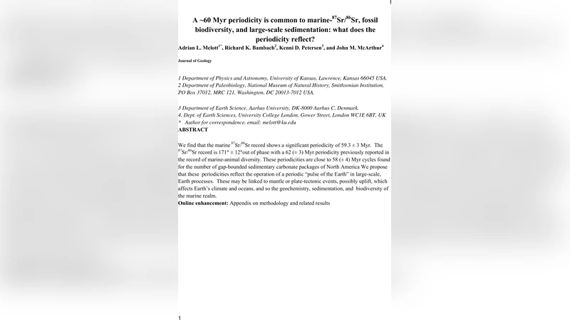 지구 맥동 60백만년 주기: 해양 87Sr/86Sr, 생물다양성, 퇴적패턴의 동시진동