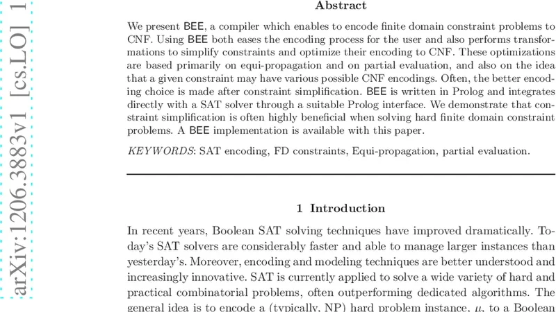 제한조건을 SAT으로 변환하는 BEE 컴파일러