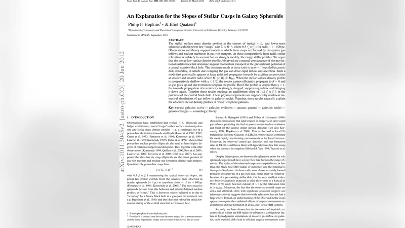 은하 중심 별밀도 구배의 자연스러운 형성 메커니즘