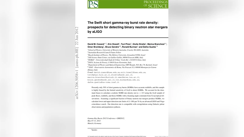 스위프트 단거리 감마선 폭발 발생률과 중성자별 병합 탐지 전망