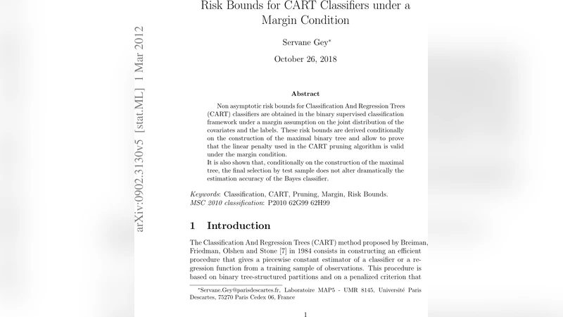 마진 조건 하에서 CART 분류기의 위험 경계