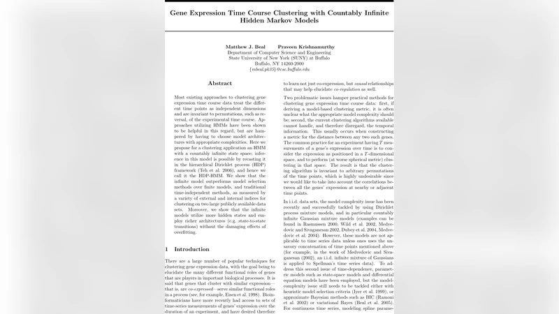 무한 히든 마코프 모델을 활용한 유전자 발현 시간코스 클러스터링