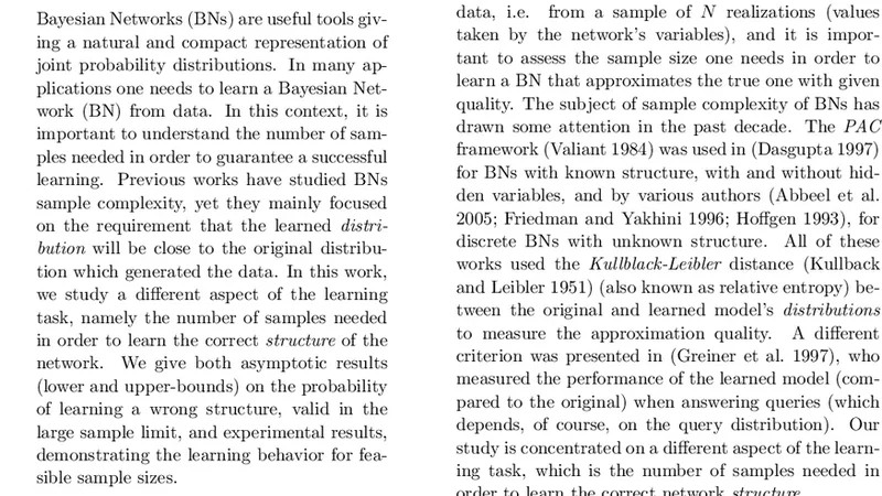 베이지안 네트워크 구조 학습에 필요한 샘플 수