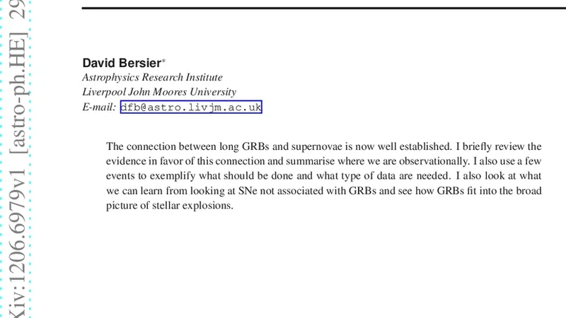 감마선 폭발과 연관된 초신성의 최신 이해