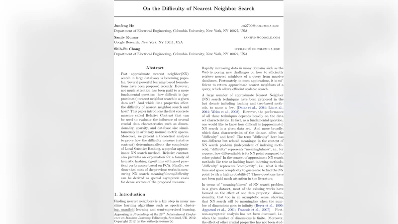 최근접 이웃 탐색 난이도와 상대 대비