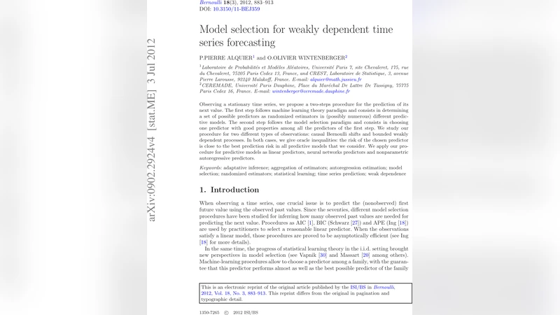약한 의존 시계열 예측을 위한 모델 선택