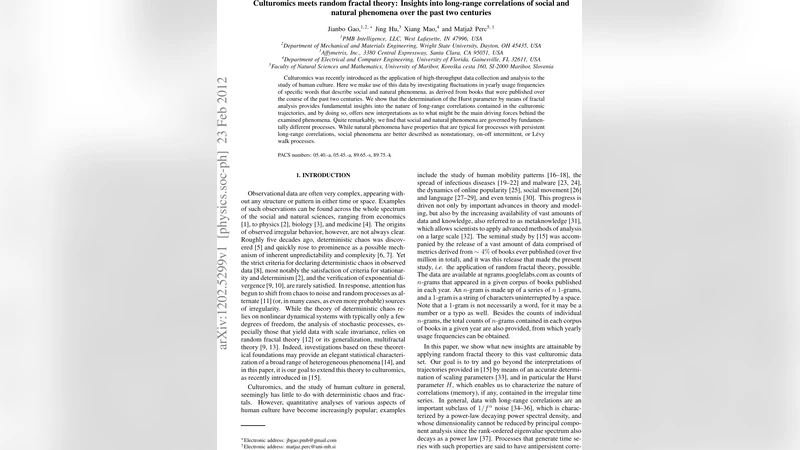 문화 데이터와 프랙털 이론이 밝혀낸 200년간 사회·자연 현상의 장기 상관성