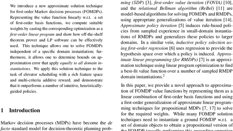 퍼스트오더 MDP를 위한 근사 선형 계획법