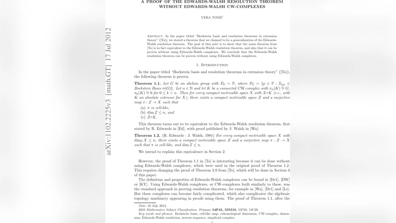 에드워즈 월시 해상도 정리를 복합체 없이 증명