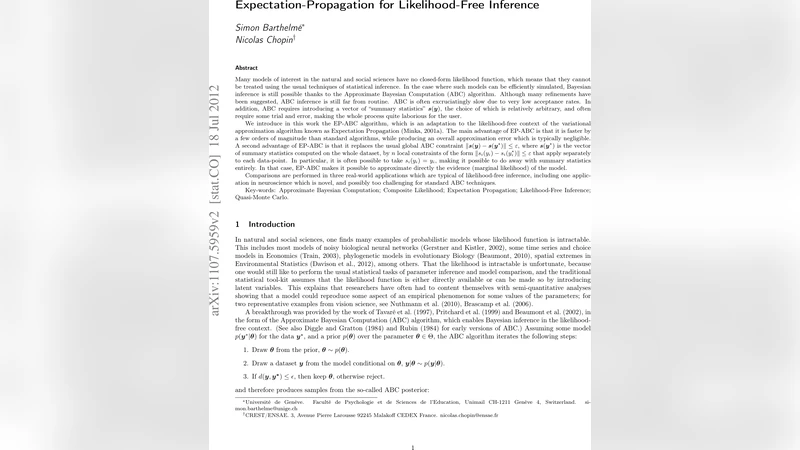 가능도 없는 베이지안 추론을 위한 기대전파 기반 ABC