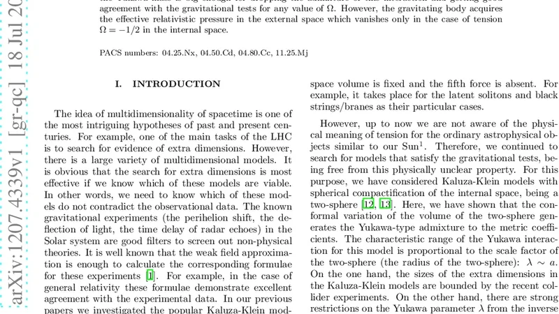 구면형 내부 차원과 요크와 상호작용을 통한 Kaluza‑Klein 중력 검증