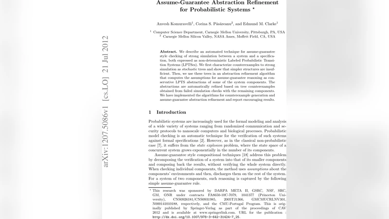 확률 시스템을 위한 가정 보장 추상화 정제 기법