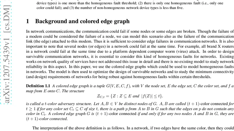 동질 결함을 위한 색상 간선 그래프와 네트워크 설계