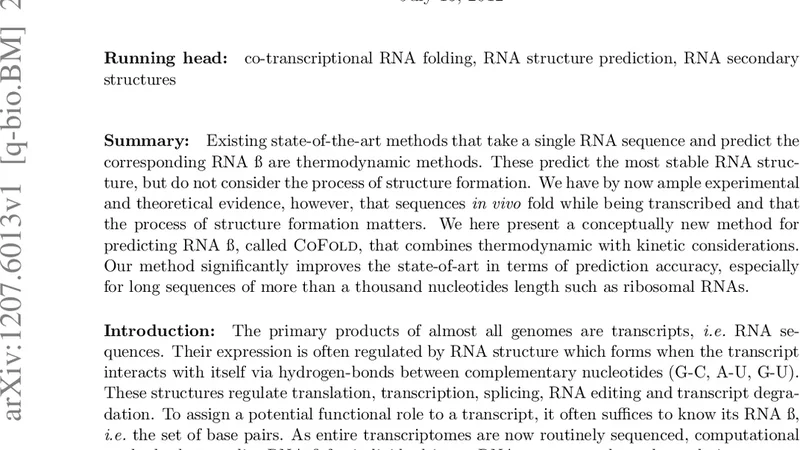 코폴드 새로운 RNA 2차 구조 예측 방법