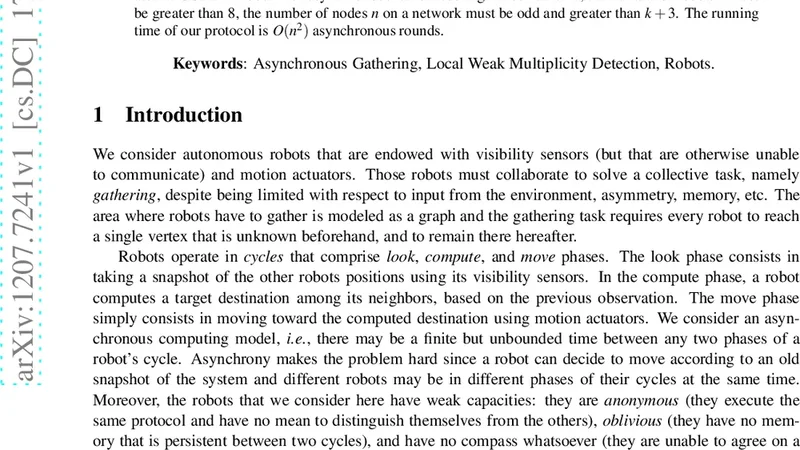홀수 링에서 짝수 로봇을 모으는 비동기 약한 중복 감지 프로토콜