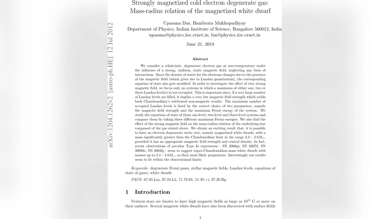 강자성 백색왜성의 질량과 반지름 관계