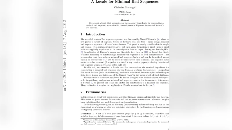 최소 나쁜 수열을 위한 로케일