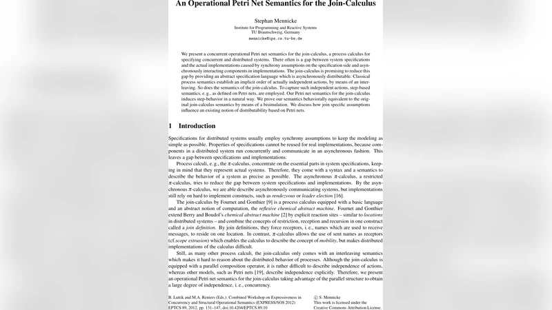 조인 계산법을 위한 운영적 페트리넷 의미론