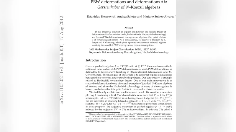 PBW 변형과 N코시 대수의 게르슈텐버거 변형