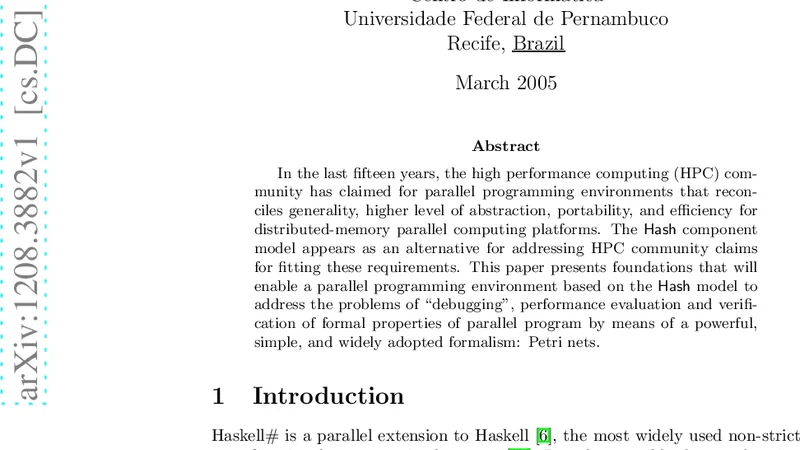 해시 컴포넌트 모델 기반 병렬 프로그램의 조정 레벨을 위한 페트리넷 분석