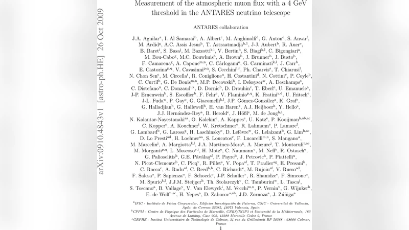 ANTARES 심해 탐지기에서 4 GeV 임계값을 이용한 대기 뮤온 플럭스 정밀 측정