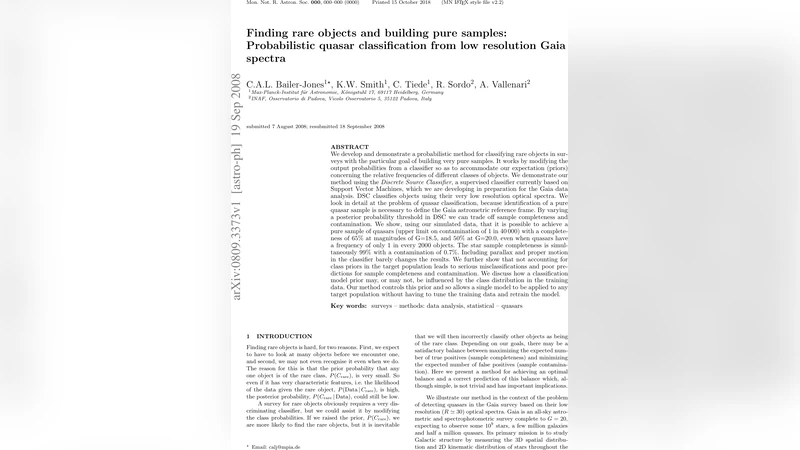 희귀 천체 탐색을 위한 확률적 퀘이사 분류와 순수 샘플 구축