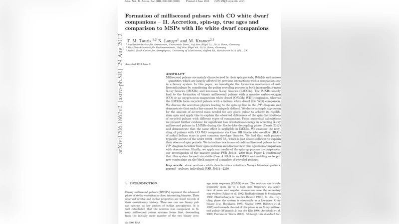 밀리초 펄서와 CO 백색왜성의 형성 메커니즘 재조명