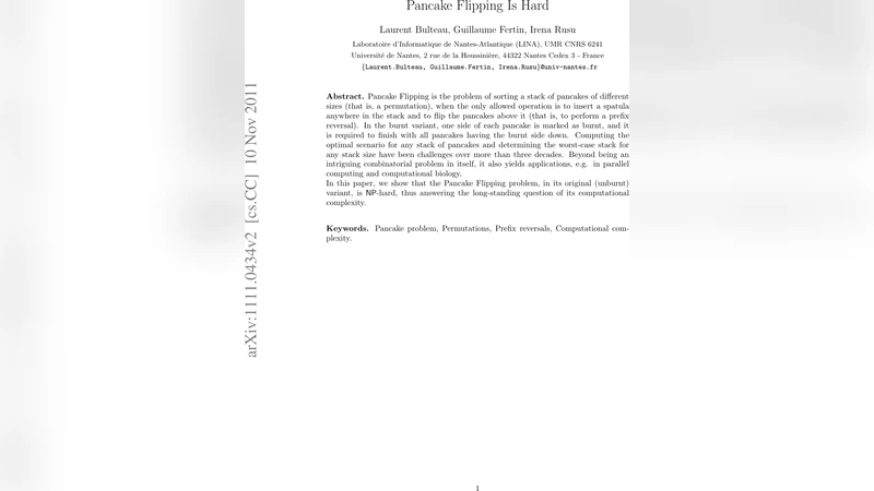 팬케이크 뒤집기 문제는 계산 복잡도 상 어려움