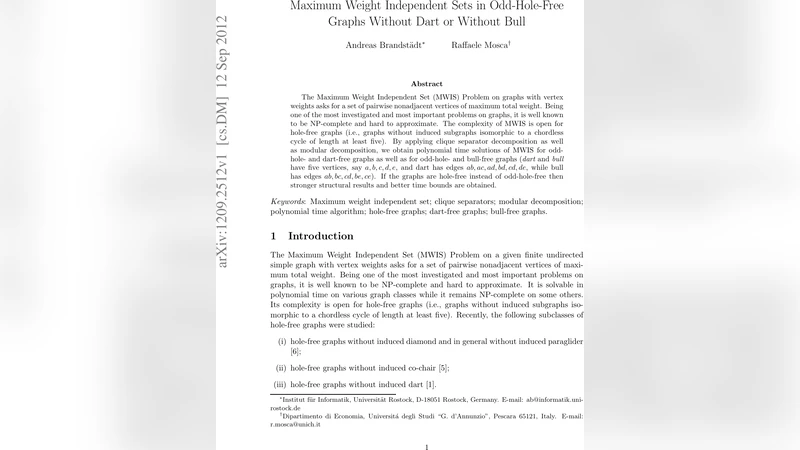 홀프와 다트와 불이 없는 그래프의 최대 가중 독립 집합