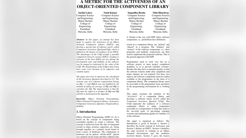 객체지향 컴포넌트 라이브러리 활성도 측정 지표