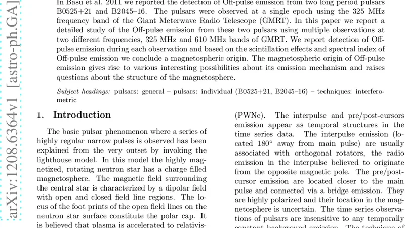 오프펄스 방출의 자석권 기원 탐구