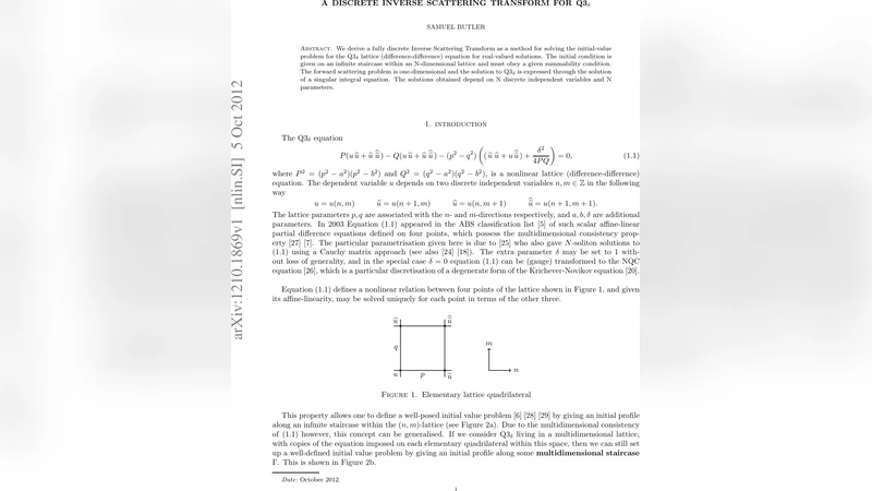 Q3 델타 격자 방정식의 완전 이산 역산란 변환