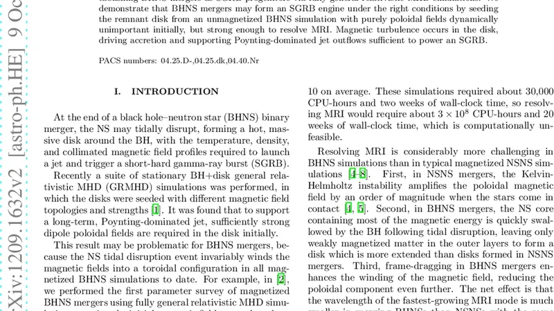 흑색구멍‑중성자별 병합 시 기울어진 자기장 효과와 SGRB 엔진 형성