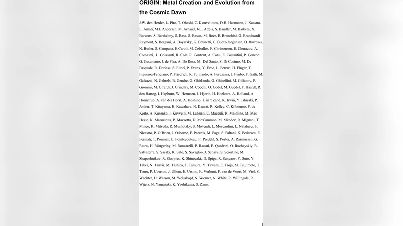 우주 새벽의 금속 창조와 진화: ORIGIN 미션