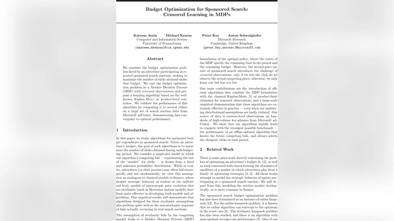 예산 최적화와 검열 학습을 통한 스폰서 검색 광고 전략