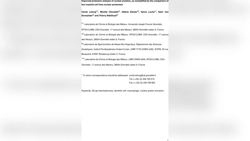 핵 단백질 정밀 분석을 통한 두 마이엘로이드 세포주 비교