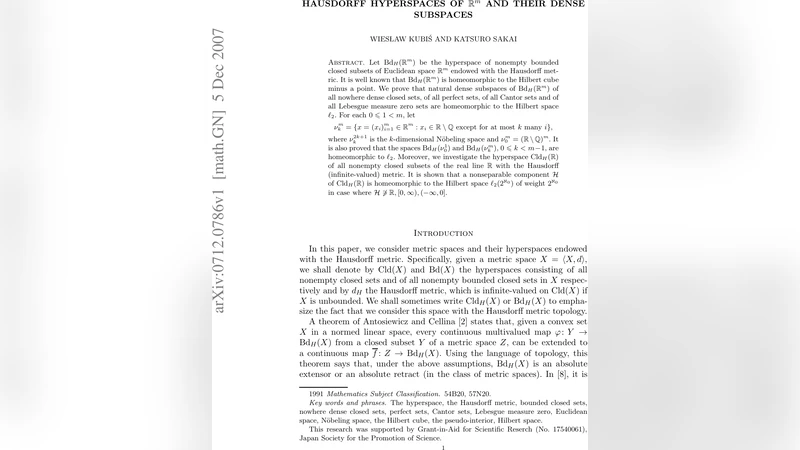 Rⁿ의 하우스도르프 초공간과 그 조밀 부분공간