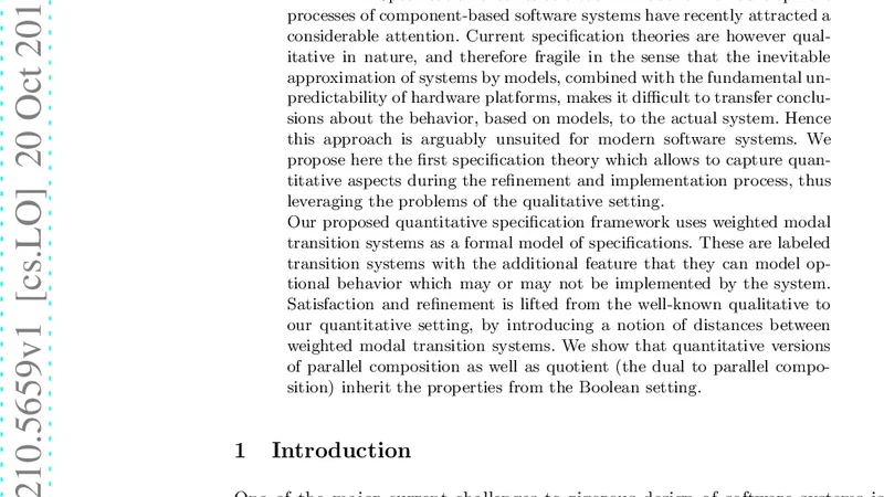가중 모달 전이 시스템을 통한 정량적 사양 이론