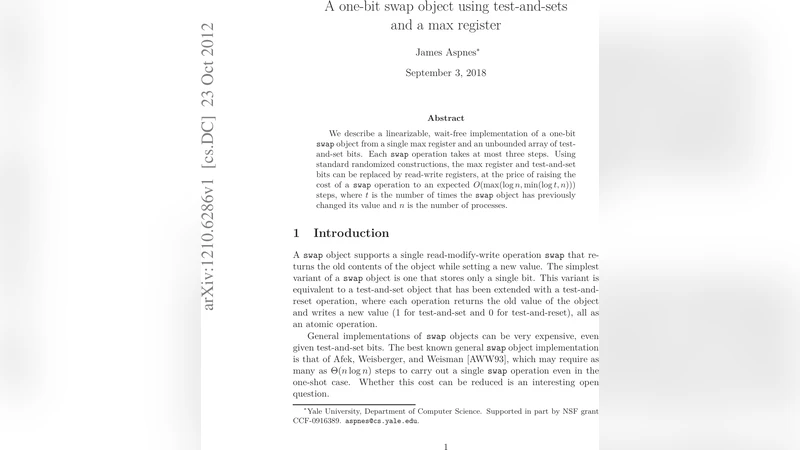 테스트 앤 셋과 맥스 레지스터로 구현한 1비트 스와프 객체