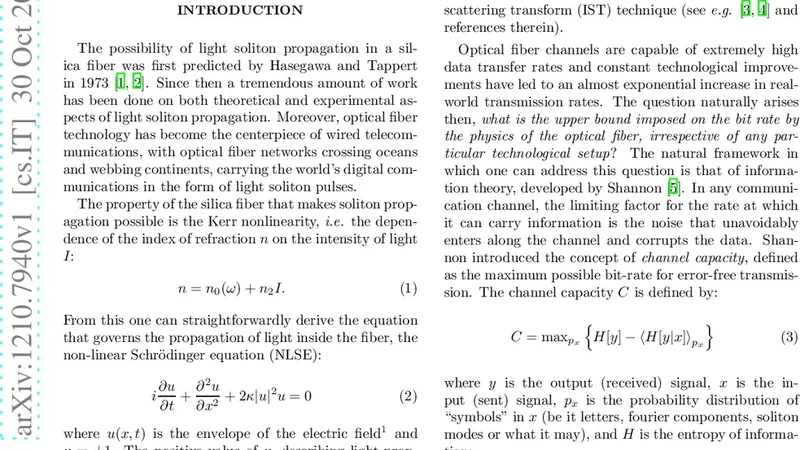 비선형 슈뢰딩거 방정식으로 정보 전송 무작위 가우시안 입력 사례