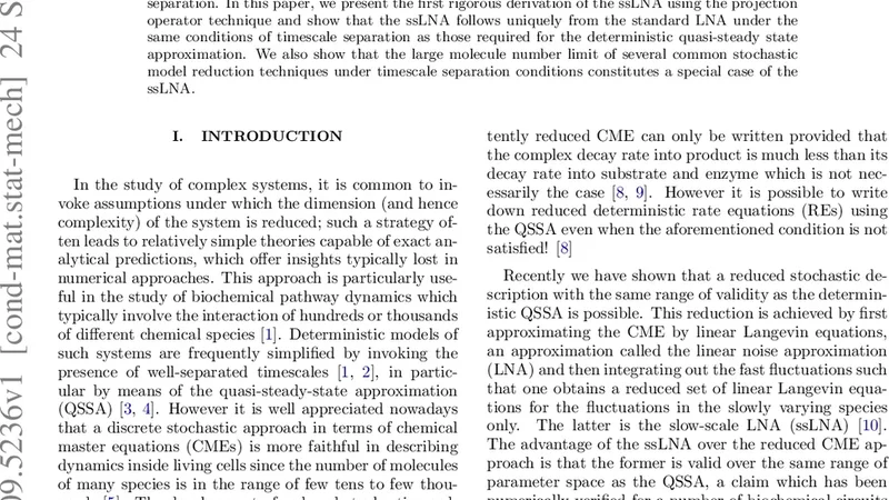 선형 잡음 근사에서 빠른 확률 변수의 엄격한 제거와 투사 연산자 활용
