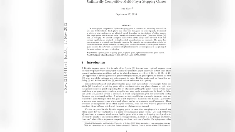 다인용 경쟁 멈춤 게임의 새로운 해법