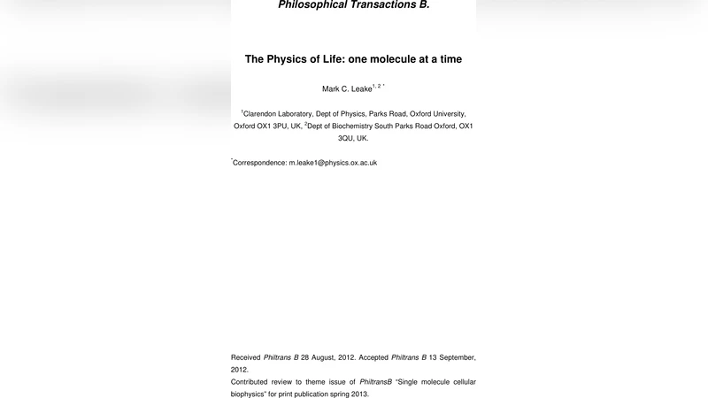 생명의 물리학, 한 분자씩