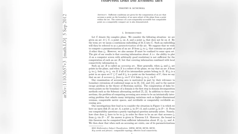 컴퓨팅 가능한 접근 호와 경계 연결 고리 연구