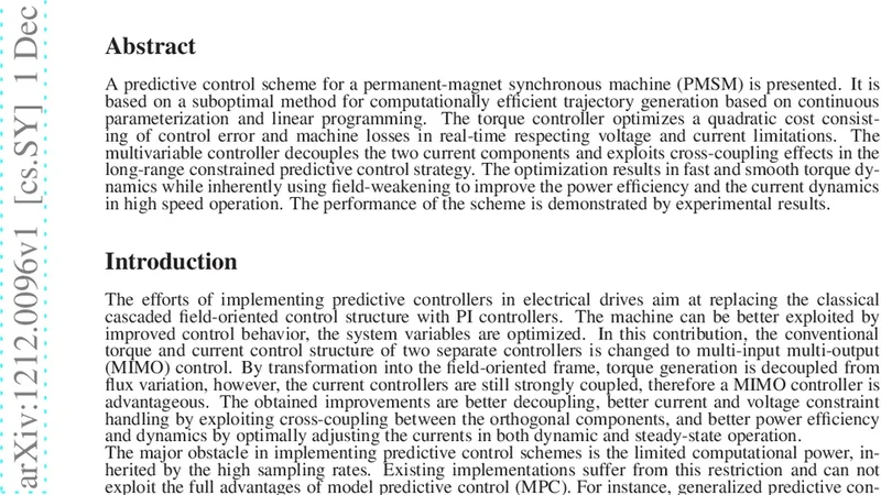 실시간 동적 최적화를 이용한 영구자석 동기 전동기의 예측 제어